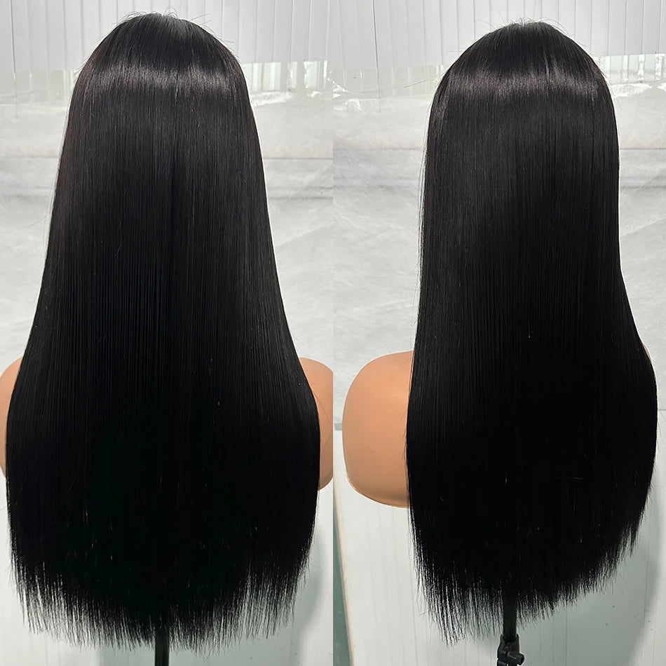 Super Double Drawn Vietnamese Hair Bone Straight Lace Closure Wigs 300% Density