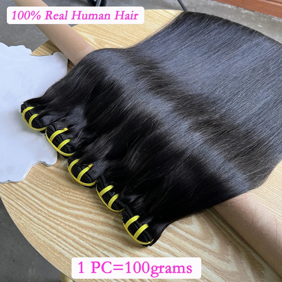 Bone Straight 100% Unprocessed Raw Virgin Human Hair Bundles 10-36 inches Hair Weave Extensions #1B Natural Color For Women