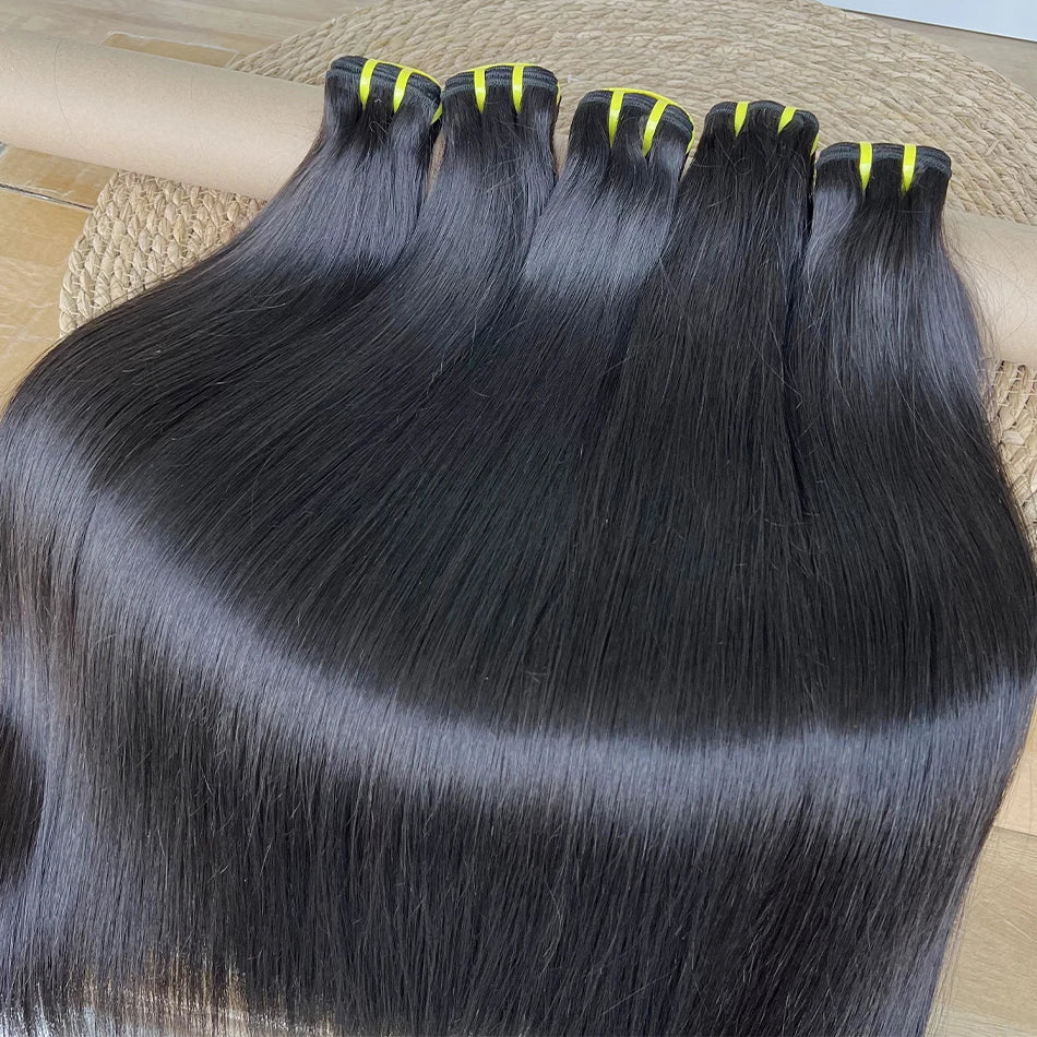 Bone Straight 100% Unprocessed Raw Virgin Human Hair Bundles 10-36 inches Hair Weave Extensions #1B Natural Color For Women