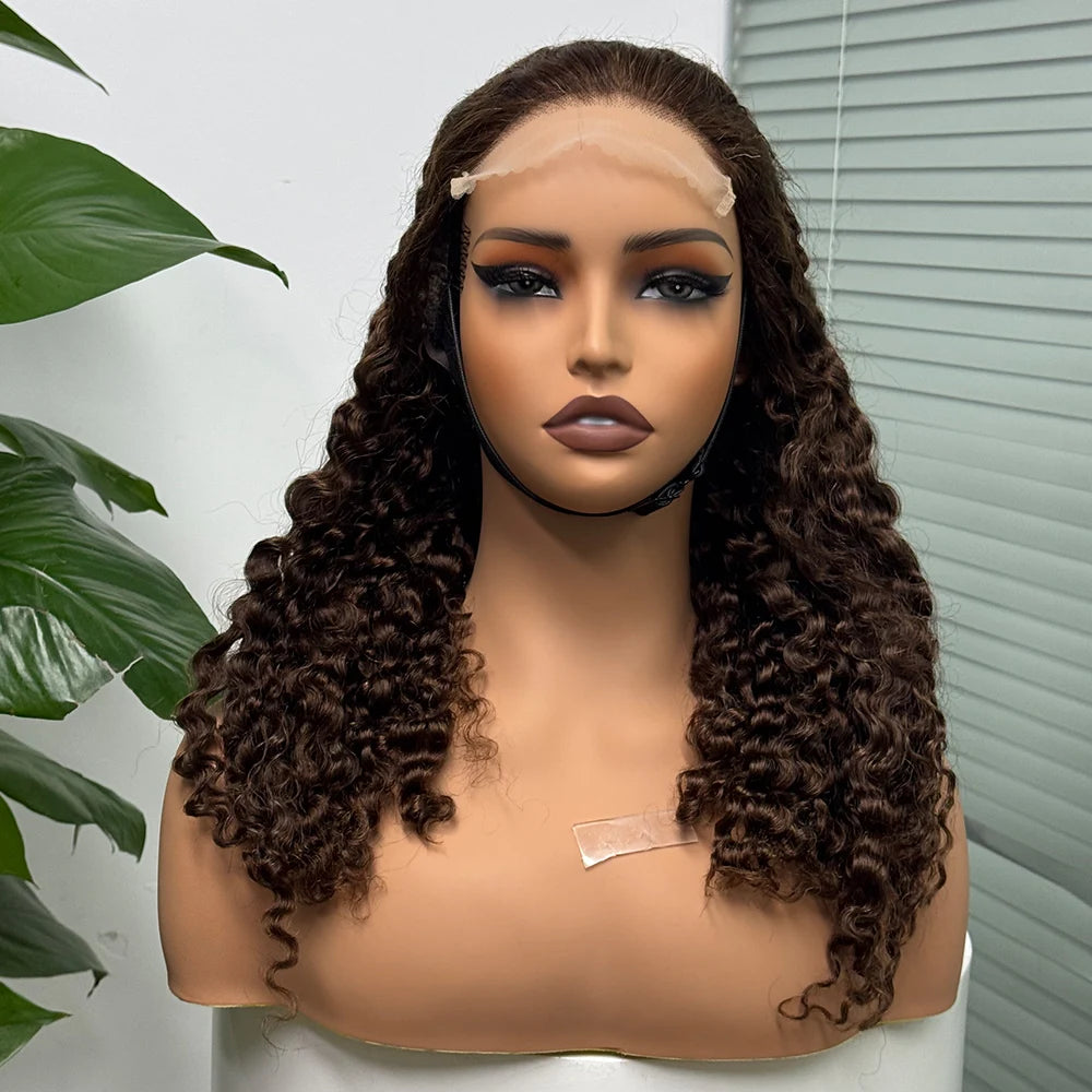 5x5 Lace 300% Density Burmese Deep Curly Hair Wig Ombre Double Drawn Human Hair Wig Transparent Lace Front Wig for Black Women