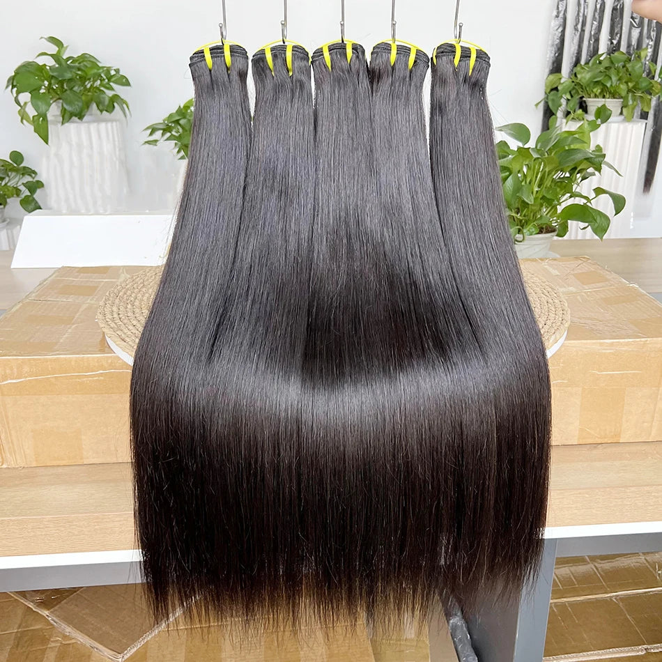 Bone Straight 100% Unprocessed Raw Virgin Human Hair Bundles 10-36 inches Hair Weave Extensions #1B Natural Color For Women