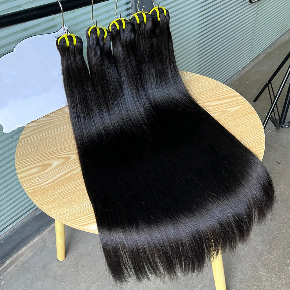 Bone Straight 100% Unprocessed Raw Virgin Human Hair Bundles 10-36 inches Hair Weave Extensions #1B Natural Color For Women