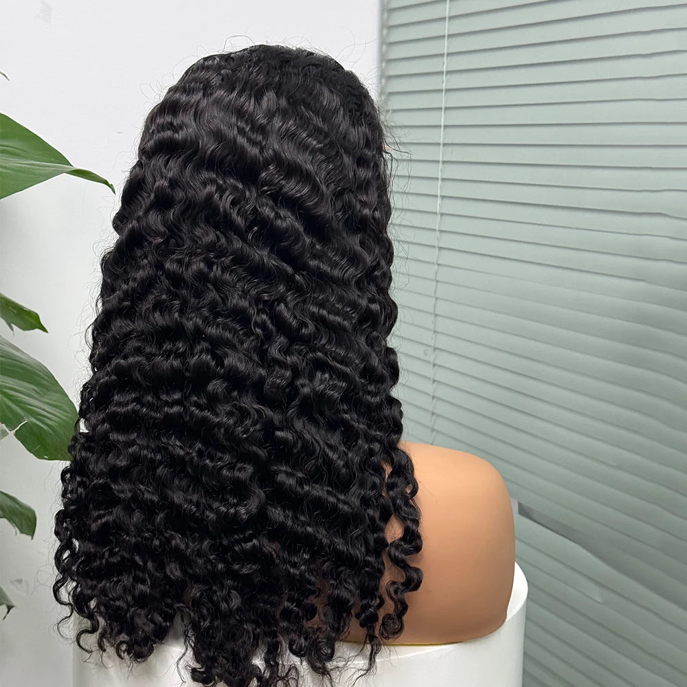 5x5 Lace 300% Density Burmese Deep Curly Hair Wig Ombre Double Drawn Human Hair Wig Transparent Lace Front Wig for Black Women