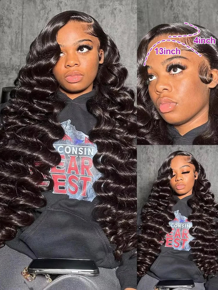 Loose Deep Wave 13x4 Lace Front Human Hair Wig Brazilian Nature Wave Frontal Wigs Human Hair 13x6 HD Lace Frontal Wig For Women