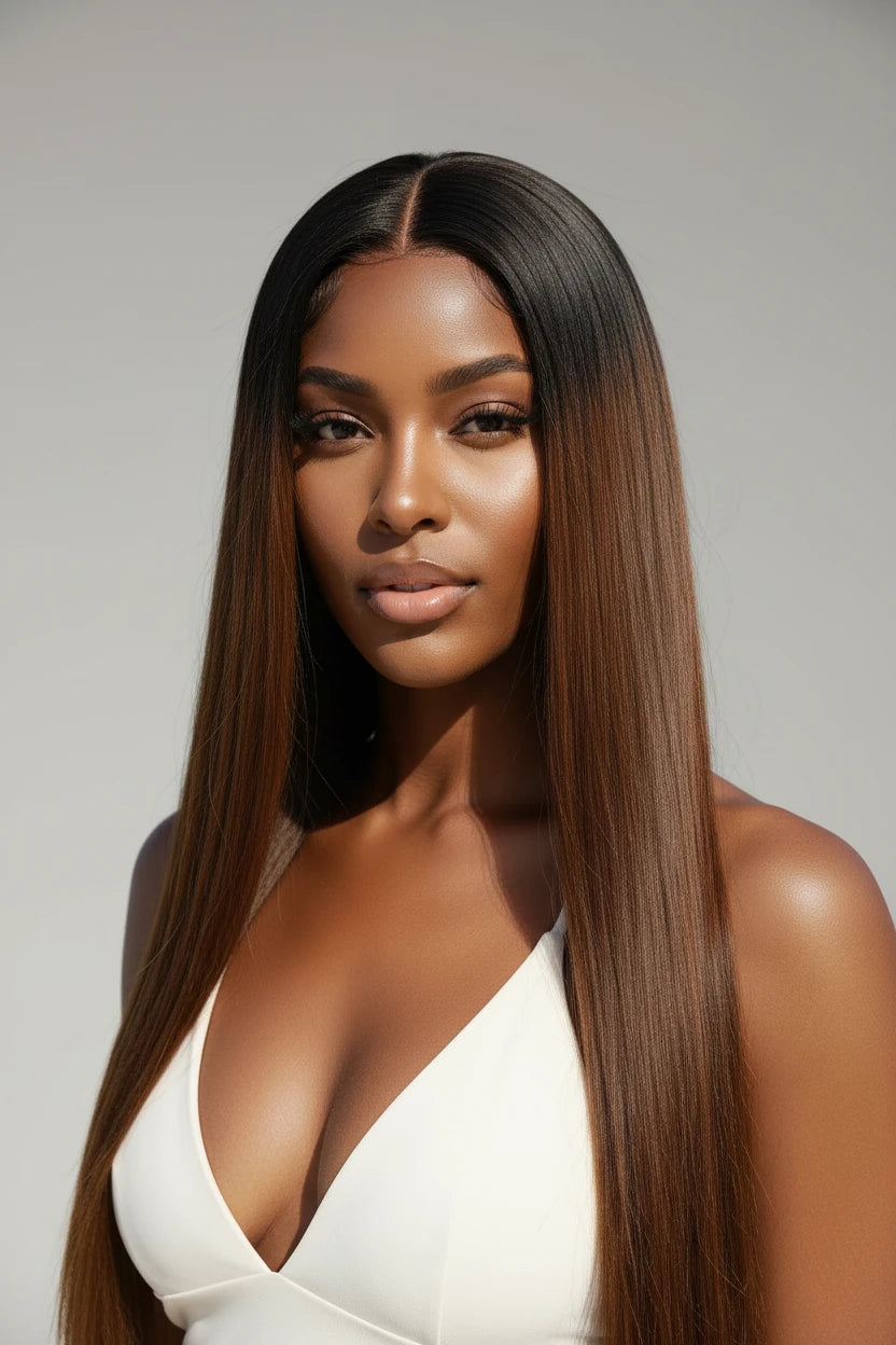 Super Double Drawn Vietnamese Hair Bone Straight Lace Closure Wigs 300% Density