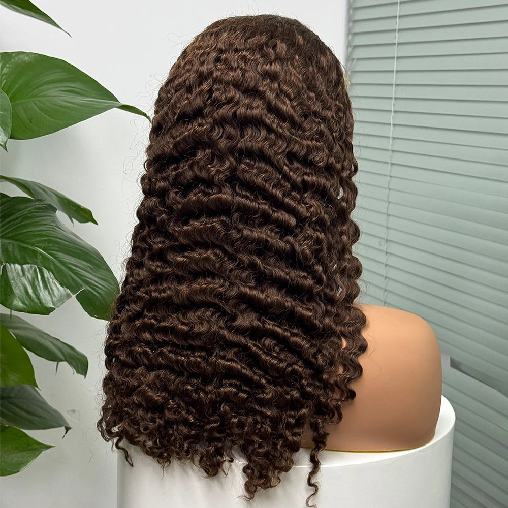 5x5 Lace 300% Density Burmese Deep Curly Hair Wig Ombre Double Drawn Human Hair Wig Transparent Lace Front Wig for Black Women