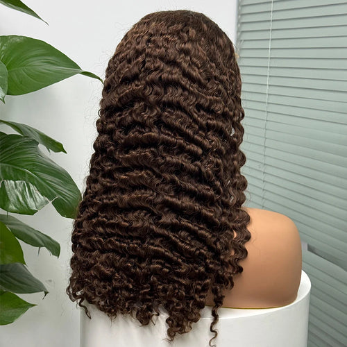 5x5 Lace 300% Density Burmese Deep Curly Hair Wig Ombre Double Drawn Human Hair Wig Transparent Lace Front Wig for Black Women