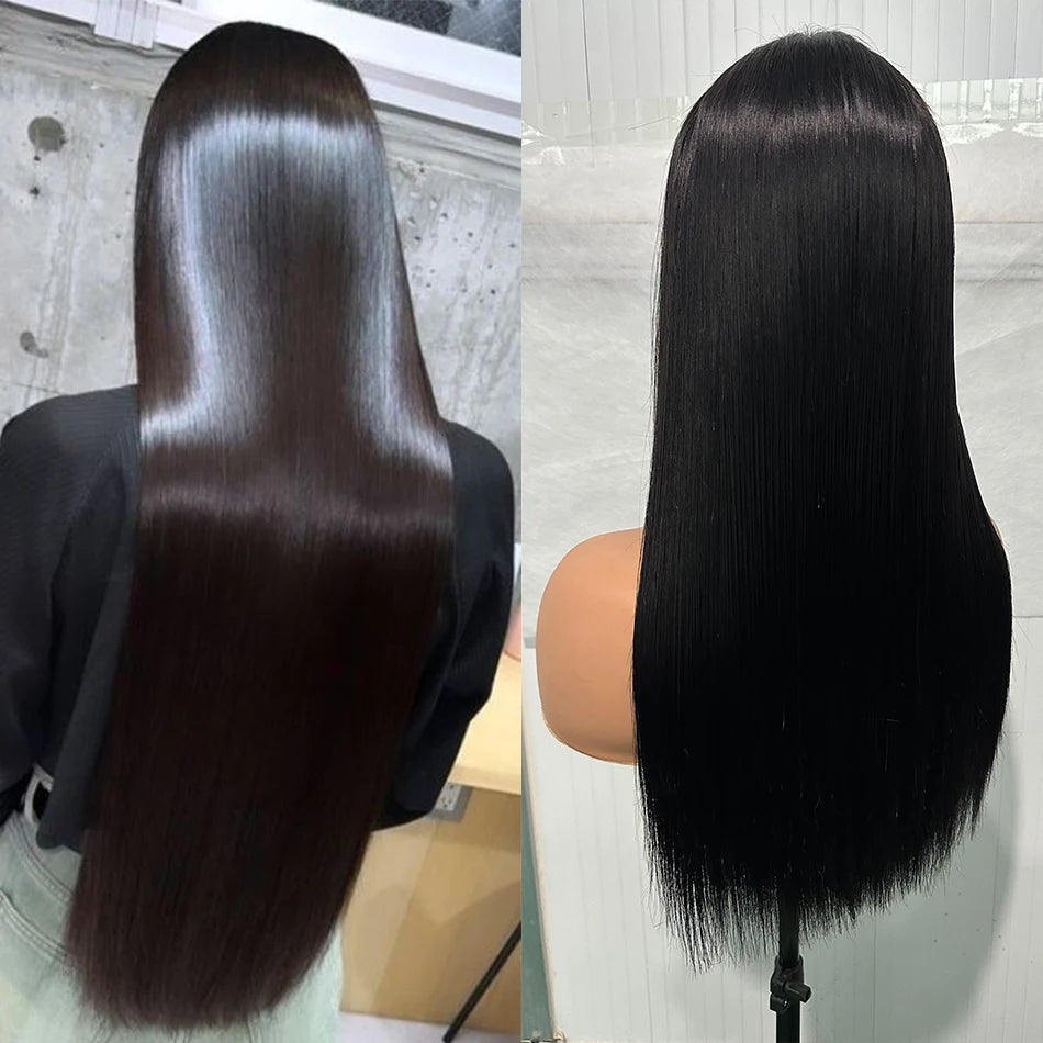 Super Double Drawn Vietnamese Hair Bone Straight Lace Closure Wigs 300% Density