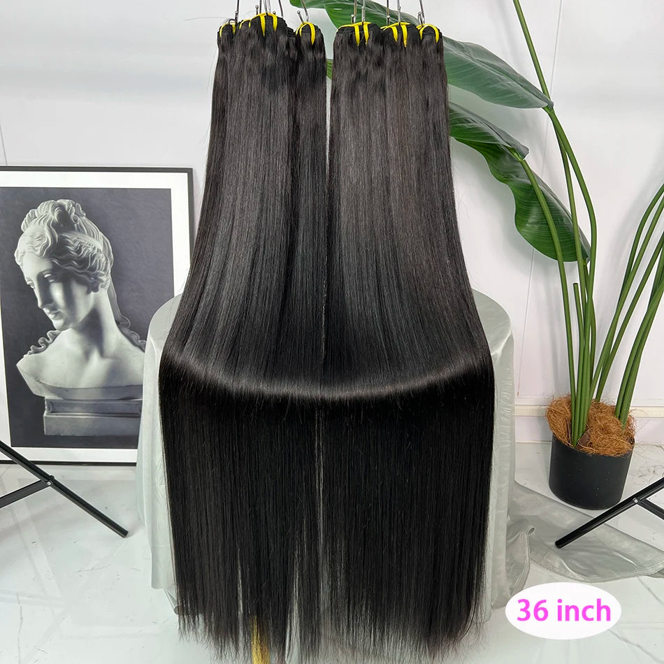 Bone Straight 100% Unprocessed Raw Virgin Human Hair Bundles 10-36 inches Hair Weave Extensions #1B Natural Color For Women