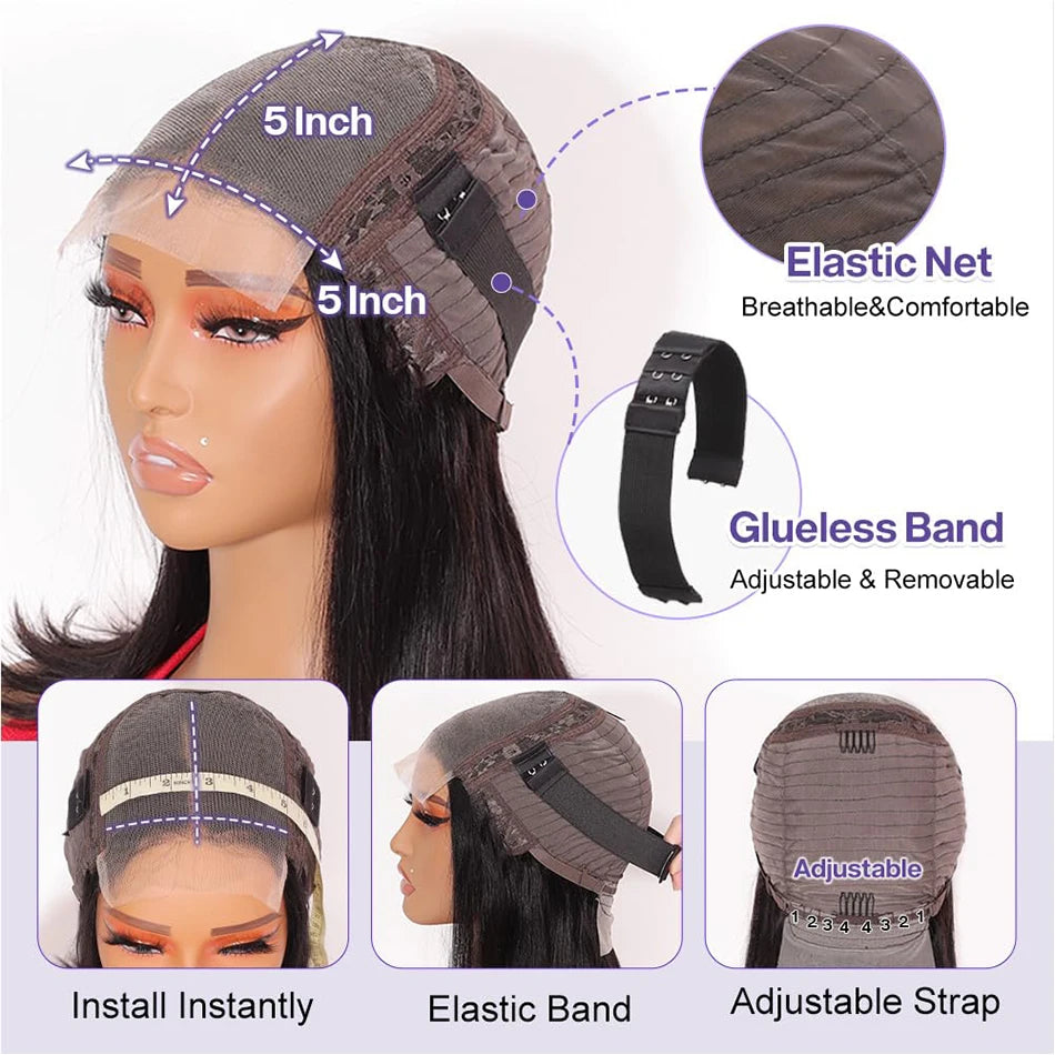 Super Double Drawn Vietnamese Hair Bone Straight Lace Closure Wigs 300% Density
