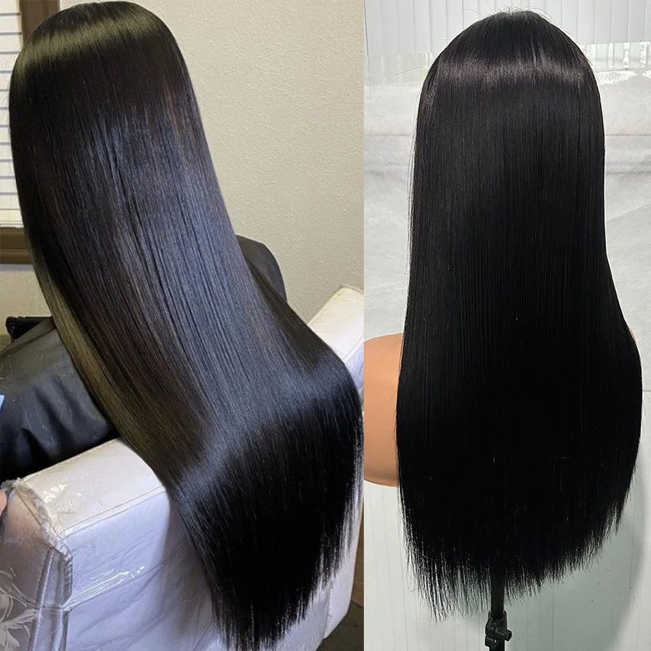 Super Double Drawn Vietnamese Hair Bone Straight Lace Closure Wigs 300% Density